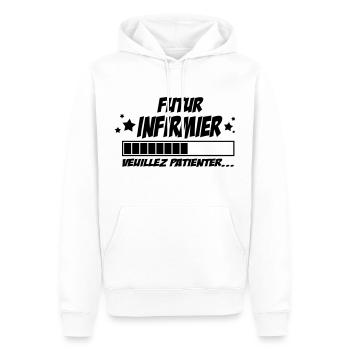 futur infirmier - Sweat à capuche Premium bio Homme - blanc - Devant - Nico (187cm)