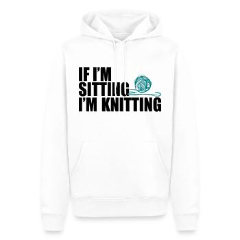 If I'm sitting, i'm knitting - stricken - Männer Premium Bio Hoodie - Weiß - Vorne - Nico (187cm)