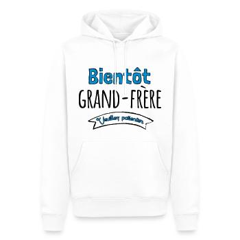Bientot grande frere - cadeau - Sweat à capuche Premium bio Homme - blanc - Devant - Nico (187cm)