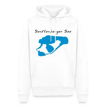 Senftenberger See mit Schriftzug 2 farbig - Männer Premium Bio Hoodie - Weiß - Vorne - Nico (187cm)