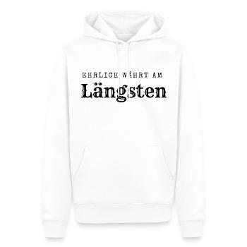 Ehrlich währt am längsten - Männer Premium Bio Hoodie - Weiß - Vorne - Nico (187cm)