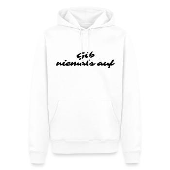 Gib niemals auf - Männer Premium Bio Hoodie - Weiß - Vorne - Nico (187cm)