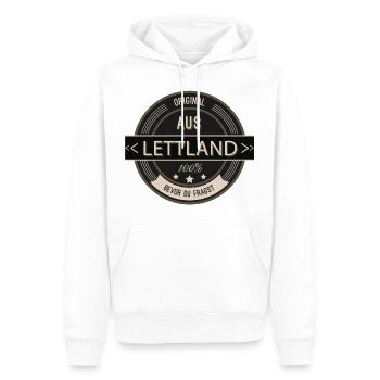 Original aus Lettland 100% - Männer Premium Bio Hoodie - Weiß - Vorne - Nico (187cm)