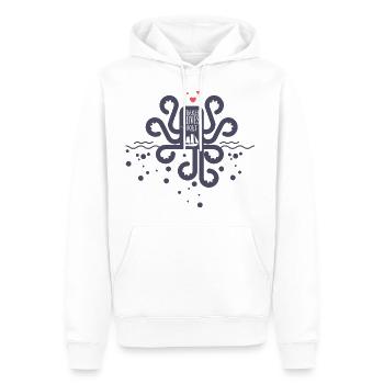 LOVE BOATS - Kraken Octopus Tintenfisch Shirt - Men’s Premium Organic Hoodie - white - Front - Nico (187cm)