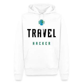 HACKER DE VOYAGE - POINTS DE BONUS DE CARTE DE CRÉDIT - Sweat à capuche Premium bio Homme - blanc - Devant - Nico (187cm)
