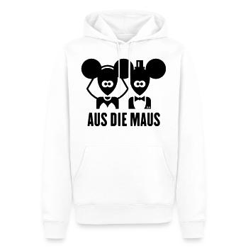 Aus Die Maus (JGA / Polterabend / Hochzeit) - Männer Premium Bio Hoodie - Weiß - Vorne - Nico (187cm)
