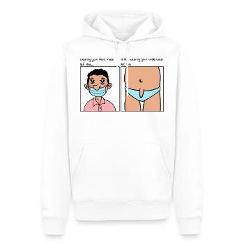 Mask Mask obligatoire meme avec nez et pénis - Sweat à capuche Premium bio Homme - blanc - Devant - Nico (187cm)