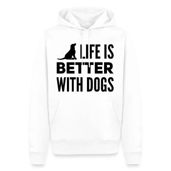 La vie est meilleure avec un chien, t-shirt pour chien mignon - Sweat à capuche Premium bio Homme - blanc - Devant - Nico (187cm)