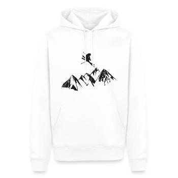 Montagne skieur - vacances d'hiver - Sweat à capuche Premium bio Homme - blanc - Devant - Nico (187cm)