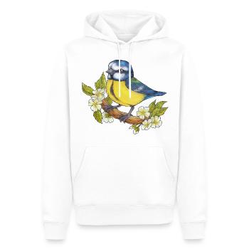 Niedliche Blaumeise Naturliebhaber Ornithologe - Männer Premium Bio Hoodie - Weiß - Vorne - Nico (187cm)