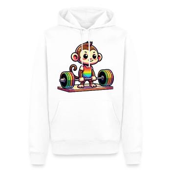 Cool Monkey Deadlifting In The Gym - Männer Premium Bio Hoodie - Weiß - Vorne - Nico (187cm)