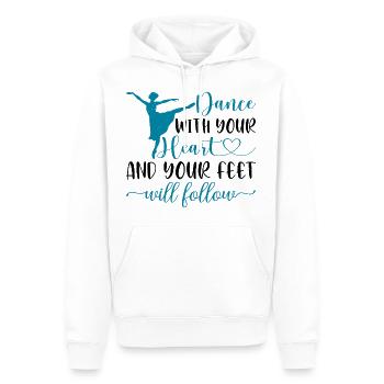 Danse avec ton cœur et tes pieds te suivront 16 - Sweat à capuche Premium bio Homme - blanc - Devant - Nico (187cm)