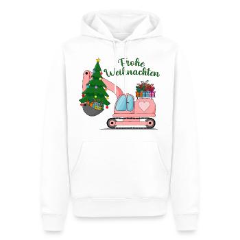 Excavatrice Joyeux Noël Rose - Sweat à capuche Premium bio Homme - blanc - Devant - Nico (187cm)
