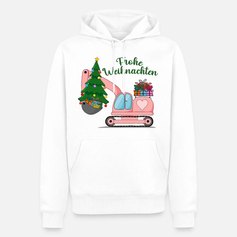 Excavatrice Joyeux Noël Rose - Sweat à capuche Premium bio Homme - blanc