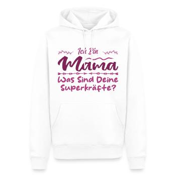 Ich Bin Mama - Was SInd Deine Superkräfte? - Männer Premium Bio Hoodie - Weiß - Vorne - Nico (187cm)