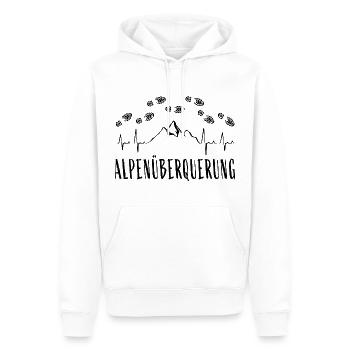 Alpenüberquerung E5 Herzschlag Fußabdrücke - Männer Premium Bio Hoodie - Weiß - Vorne - Nico (187cm)