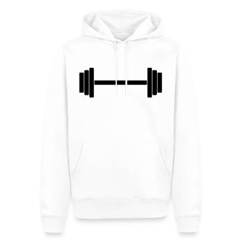 Barbell 1c - Sweat à capuche Premium bio Homme - blanc - Devant - Nico (187cm)