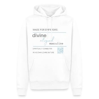 Divine aligned masculine - Männer Premium Bio Hoodie - Weiß - Vorne - Nico (187cm)
