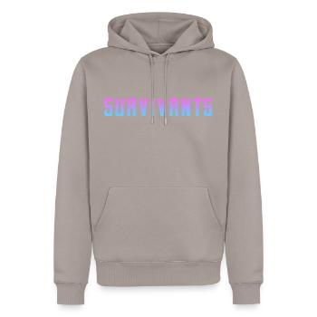 Survivors - Men’s Premium Organic Hoodie - taupe - Front - Nico (187cm)