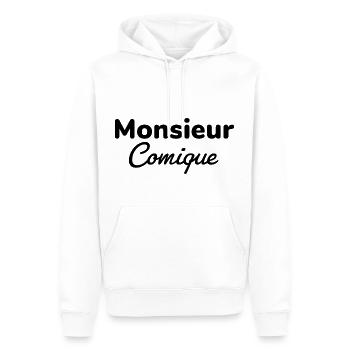 Monsieur Comique cadeau homme humour - Sweat à capuche Premium bio Homme - blanc - Devant - Nico (187cm)