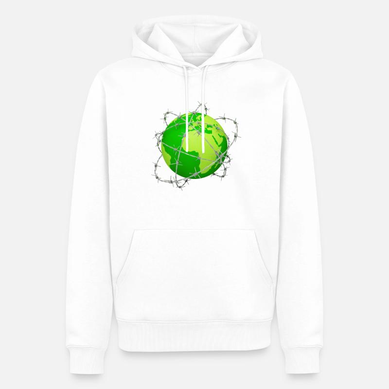 planète terre fil barbelé 3D globe - Sweat à capuche Premium bio Homme - blanc