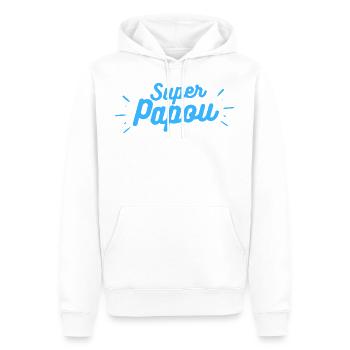 Super papou . Cadeau Papa fête des pères - Sweat à capuche Premium bio Homme - blanc - Devant - Nico (187cm)