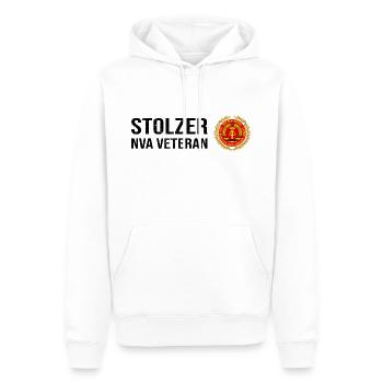 DDR Stolzer NVA Veteran - Männer Premium Bio Hoodie - Weiß - Vorne - Nico (187cm)