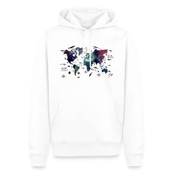 carte du monde avec les océans - Sweat à capuche Premium bio Homme - blanc - Devant - Nico (187cm)