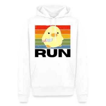 Run canard avec couteau meme drôle disant vintage - Sweat à capuche Premium bio Homme - blanc - Devant - Nico (187cm)