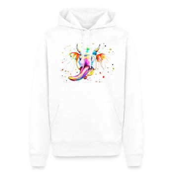 Vache qui tire la langue - Sweat à capuche Premium bio Homme - blanc - Devant - Nico (187cm)