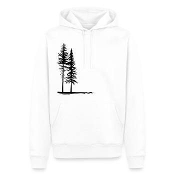 Silhouettes de deux grands arbres dans la forêt - Sweat à capuche Premium bio Homme - blanc - Devant - Nico (187cm)
