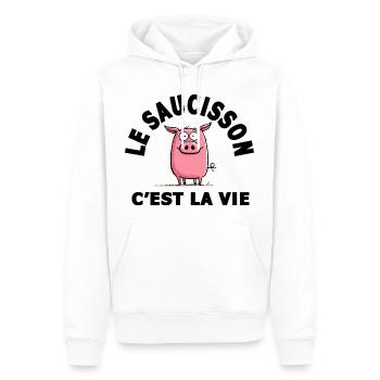 le saucisson c'est la vie humour - Sweat à capuche Premium bio Homme - blanc - Devant - Nico (187cm)