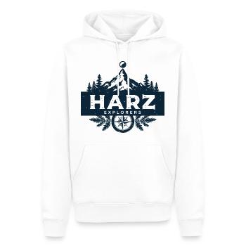 Resin Explorers | Vintage Compass Badge - Men’s Premium Organic Hoodie - white - Front - Nico (187cm)
