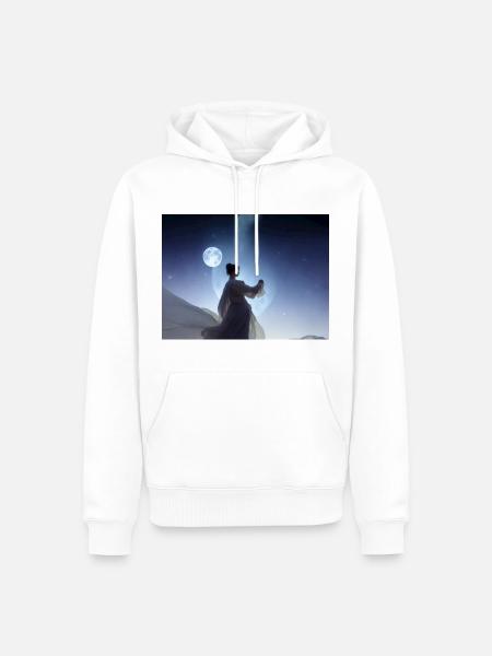 Girl and the moon - Men’s Premium Organic Hoodie - white