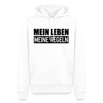 Mein Leben meine Regeln das Motto meine Regeln - Männer Premium Bio Hoodie - Weiß - Vorne - Nico (187cm)