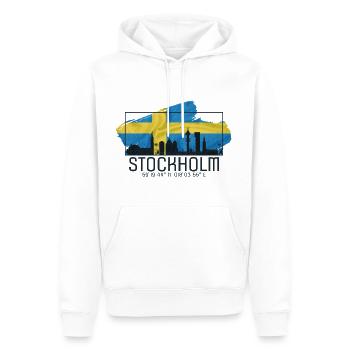 Stockholm ist immer eine gute Idee - Männer Premium Bio Hoodie - Weiß - Vorne - Nico (187cm)