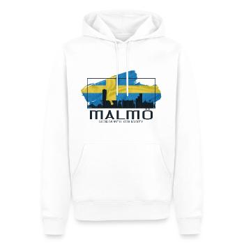 Malmö ist immer eine gute Idee - Männer Premium Bio Hoodie - Weiß - Vorne - Nico (187cm)