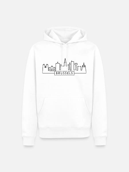 Brüssel City Skyline Silhouette in Belgien Brüssel - Männer Premium Bio Hoodie - Weiß