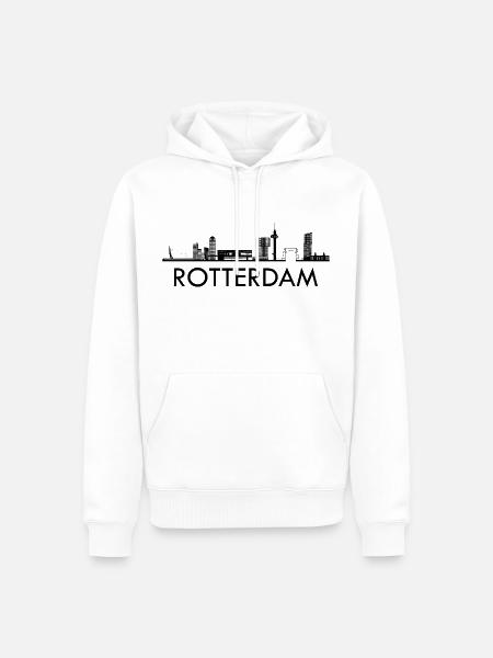 Rotterdam City Skyline silhouette Niederlande - Männer Premium Bio Hoodie - Weiß