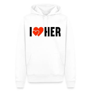 I love her Ich liebe Sie die Liebe - Männer Premium Bio Hoodie - Weiß - Vorne - Nico (187cm)