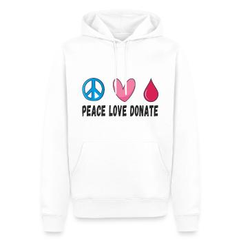 Paix, Amour, Donner du sang - Sweat à capuche Premium bio Homme - blanc - Devant - Nico (187cm)