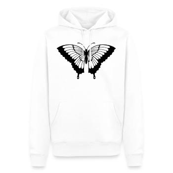 Papillon Noir/Transparent Aux Ailes Déployées N°2 - Sweat à capuche Premium bio Homme - blanc - Devant - Nico (187cm)