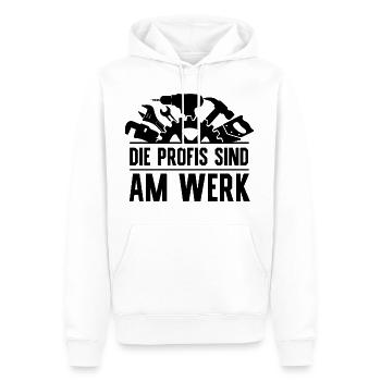Die Profis sind am Werk lustige Handwerker Sprüche - Männer Premium Bio Hoodie - Weiß - Vorne - Nico (187cm)