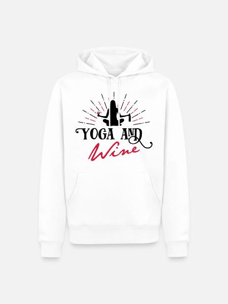 Yoga and Wine - funny - - Men’s Premium Organic Hoodie - white