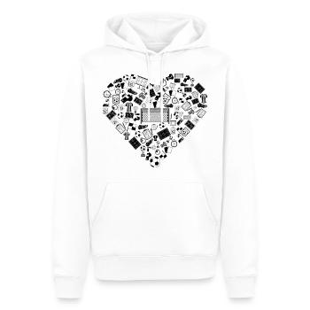 J'aime le football | Stade de sports de balle - Sweat à capuche Premium bio Homme - blanc - Devant - Nico (187cm)