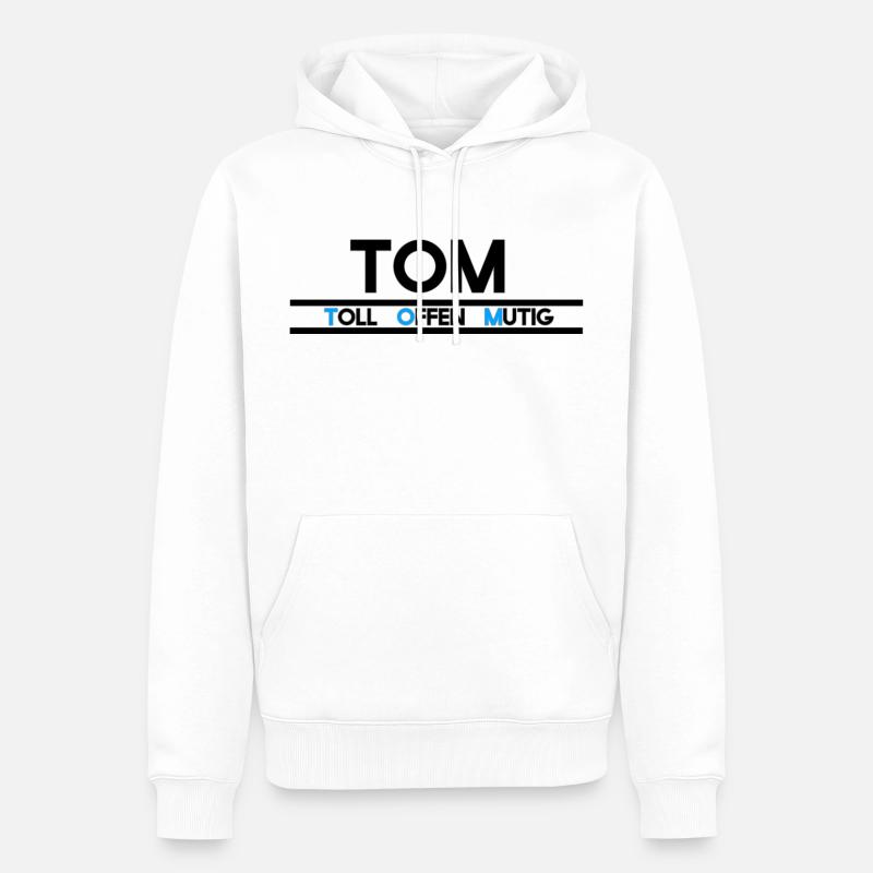 Tom Name mit Eigenschaften schwarz - Männer Premium Bio Hoodie - Weiß