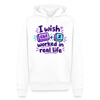 Ctrl Z im echten Leben - IT Humor - Männer Premium Bio Hoodie - Weiß - Vorne - Nico (187cm)