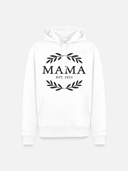 Mama Est. 2023 Kranz Emblem - Männer Premium Bio Hoodie - Weiß
