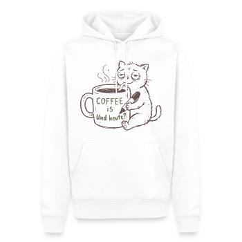 KaffeeKatze: Heute Kaffee - Männer Premium Bio Hoodie - Weiß - Vorne - Nico (187cm)