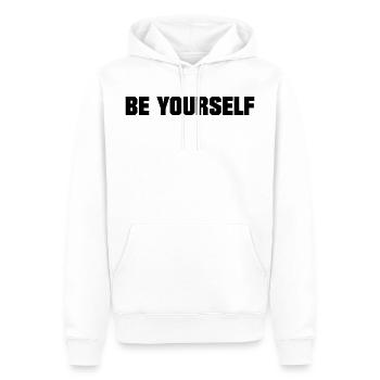 BE YOURSELF - Sweat à capuche Premium bio Homme - blanc - Devant - Nico (187cm)